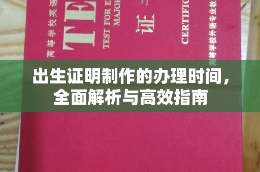 环江出生证明制作的办理时间，全面解析与高效指南